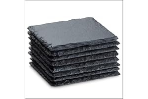‎SIR FINLEY MONKEY Sir Finley Monkey Schiefer Untersetzer Set - 8 Glasuntersetzer eckig - Schieferplatte 10x10 cm schwarz für Deko, Raclette, Kerzen, Getränke