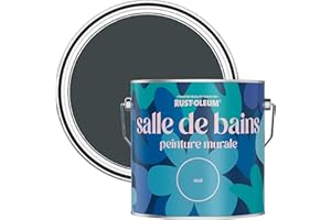 Rust-Oleum Peinture Noire Résistante à l'eau pour Murs de Salle de Bains, Finition Mate - Sable Noir 2.5L