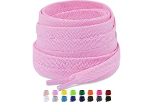 Puzeam 2 Paires de Lacets Chaussures Plats, 8 mm de Large, Lacets Résistants pour Baskets, Chaussures de sport, Adultes, Enfants