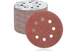 FEIHU 50 Pezzi Dischi Abrasivi 125mm, Carta Vetrata Abrasiva 8 Fori per Levigatrice Orbitale: Grana 40