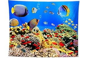 izielad Mare Pesce Tropicale Sott'Acqua Animale Oceano Blu Arazzo da Parete per Sfondo del Partito del Dormitorio del Soggiorno della Camera da Letto 73X95CM 28.7X37.4IN