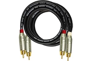 WORLDS BEST CABLES 1 Meter RCA Cable Pair - Van Damme Pro Grade Classic XKE Instrument (Jet Black), Audio Interconnect Cable with Amphenol ACPR Die-Cast, Gold Plated RCA Connectors