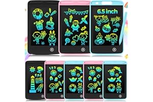 ZHEHAO 8 Pcs LCD Writing Tablet 6.5 Inch Colorful Drawing Board Educational Kids Doodle Pad Drawing Board Doodle Scribbler Board for Aged 3-6 Girls Boys Office Gifts Drawing Board (Black, Pink, Blue)
