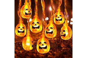 Buudala Zucche Decorative Luci Halloween, 4,5M 30 LEDs, Alimentati a Batteria, 2 Modalità, Impermeabile IP65, Halloween Decorazioni Adatte Come Decorazioni per Halloween, Natale, Interni ed Esterni.