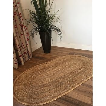 Second Nature Kleiner Geflochten Oval Natur Jute Beige Teppich