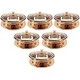 INDIAN ART VILLA Copper Serving Handi with Lid, 1350ml, 6 Piece (Brown)