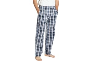 Jveyvth Mens Pyjama Pants 100% Cotton Plaid Sleep & Lounge Pants, PJ Bottoms with Pockets and Button Fly