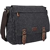 S-ZONE Men's Messenger Bag Crossbody Shoulder 15.6 Inch Laptop Vintage Canvas Briefcase Satchel for Work School Traveling Dai