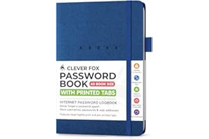 Clever Fox Password Book Medium – Internet Address & Password Journal Organizer – Computer & Website Log-In Keeper Notebook (Mystic Blue)