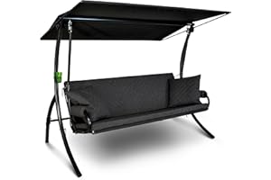 Angerer Hollywoodschaukel Elegance Joy – Schaukel zum Sitzen, Liegen & Entspannen, inkl. Bett-Funktion, einfache Montage, Made in Germany, hochwertiger Stoff, Dunkelgrau