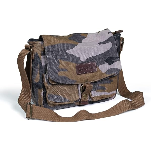 FANDARE Sac Bandoulière Vintage Kaki – Sac Poitrine Toile Homme Femme, Idéal Randonnée Voyage École