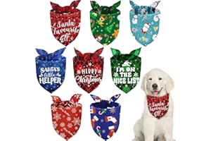 Frienda 8 Pcs Christmas Bandanas for dog Pets Scarf Buffalo Plaid Xmas Pet Bandanas Snowman Snowflake Pet Triangle Bib for Christmas Holiday Pets Cats Accessories Costume Supply (Cute Pattern,Medium)
