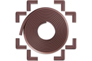Protection des Bords et Coins de Meubles Bébé Earth - Kit de Sécurité avec 8 Angles et Rebord de 6m en Mousse pour Table et Plus - pour bien Protéger les Enfants - Bloque-Porte Offert - Marron