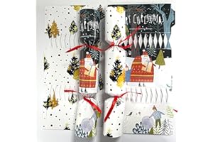 Volsha 10 Luxury Chritmas Crackers, 10 Hats 20 Strings Christmas Party Game DIY Cracker Festive Seasonal (Red) (black)