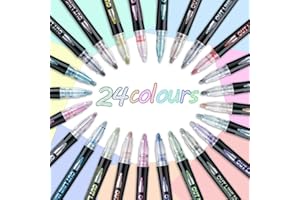 ANYUKE 24 penne a doppia linea di contorno – regali di Natale riempitivi per calze per ragazze adolescenti, pennarelli con profilo luccicante, super scarabocchia, penne glitterate per bambini, adulti,