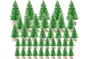 JENICH (4.5/6.5/8.5/10.5/12.5cm) 40Pcs Mini Weihnachtsbaum Tannenbaum Künstlicher Christbaum Tisch Tannenbaum Klein Miniatur Tanne mit Schnee-Effek Grün Weihnachtsdeko Weihnachten Tischdeko Basteln