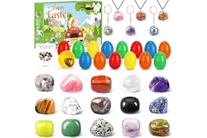 HERRITOZL Easter Gifts for Kids, 15Pcs Prefilled Easter Eggs with Gemstone Crystals,Easter Egg Hunt Kits 3 DIY Keychains and Necklaces Perfect Party Favors, Blending Fun and Education for Boys and Girls