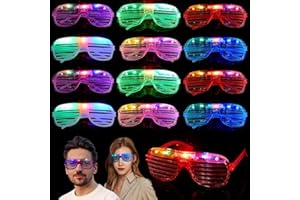 Mikulala 12 Stück Led Brille Neon Partybrille Festival Leuchtbrille Rave Shutter Shades Brille Kostüm Party Zubehör Kindergeschenk für Kinder Erwachsene