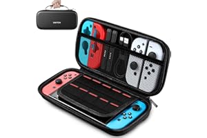 VIVIDEOX Étui Switch compatible avec Nintendo Switch/Switch OLED, étui portable à coque dure pour Switch, étui de voyage protecteur pour Switch avec 10 emplacements de jeu pour les accessoires Switch, Noir
