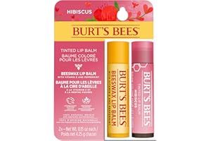 Burt's Bees Lip Balm Multipack, 2x4.25g, Pink, Pack Of 1: Moisturising Lip Balm Duo, Beeswax & Tinted in Hibiscus, Natural, Softening, Nourishing, Dry Lip Care