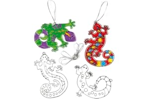 Baker Ross EF619 Gecko Suncatchers (Pack of 6) For Kids To Decorate, Arts and Crafts, 12cm