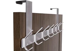 Honsky Türgarderobe, Klappbar Türhakenleiste zum Einhängen mit 14 Hanken,Türfalzstärken4,5/4/3,5cm，Türhaken innenseite, Kleiderhaken Tür, Solide Türhaken zum Einhängen, Silber
