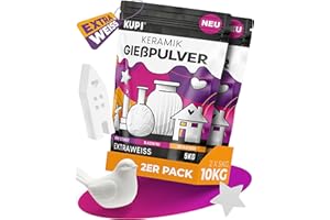 KUPI 2x5kg Gips zum Gießen Lufthärtend & Geruchlos | Keramik Gießpulver Weiß | Gießmasse für Silikonformen | Reliefgießpulver 3/1 mix zum Basteln Modellieren Strukturieren