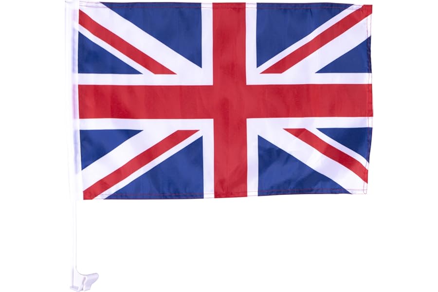 A Pair of Car Window Flags with Plastic Poles (Union Jack Flag)
