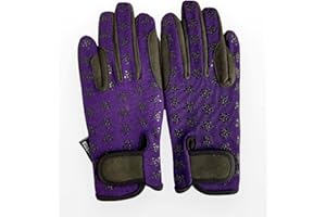 EQUESTIFIED Youth Equestrian Gloves with STAR Design for Girls & Boys Children Gloves All Weather Outdoor Sports Gloves Horse Riding