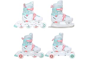 ‎CROXER Croxer 4in1 Inlineskates/Triskates/Rollschuhe/Schlittschuhe mit LED Leuchtrad verstellbar