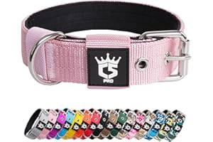 TSPRO Taktisches Hundehalsband 3.3 cm Breit, Militärqualität, Starkes Hundehalsband, Dickes Hundehalsband, Robuste Metallschnalle, Hundehalsband Fit 35.5-43 cm Hals Rosa (Pink -S)