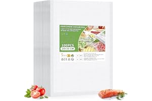 Oderra Buste per Conservazione Sottovuoto 100 Pezzi 20x30 cm - Sigillatura Ermetica e Freschezza Alimenti - Compatibili con Macchine per Sottovuoto