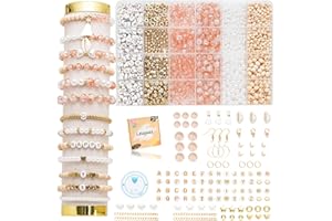 Leuyuee Glasperlen zum für armbänder Edelstein Perlen Perlen Set Zum Auffädeln Kit Perlenset Beads für DIY armbänder selber machen Schmuck Halskette Ohrringe Kette für Erwachsene (Zweifarbiges Orange)