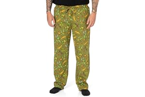Teenage Mutant Ninja Turtles Męskie spodnie wypoczynkowe | Dorośli Michelangelo Leonardo Donatello Raphael Postaci Piżama Spodnie | TMNT Zielony sznurek PJ Bottoms