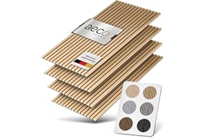Aeco Sound® - Panneaux Acoustiques en Bois | 4 Pièces, chaque 120x60cm | Placage en Bois Véritable (Chêne) & Feutre Acoustique (Gris) | Set de 4 = 2,88m² | Revêtement Mural, Isolation Phonique