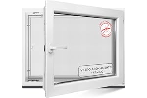 HOMMLER Finestra per cantina, 60 x 40 cm, 2 vetri – Finestre in plastica 60 mm profilo – DIN destro – L x A: 600 x 400 mm perfetto per finestre casette da giardino, finestre del garage e cantina con sistema a