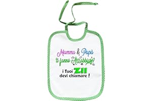 [Passaparola] Bavaglino - Mamma & Papà Zii verde - Umoristico - unisex pappa - Made in Italy