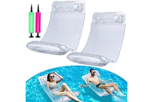 CYFIE Lot de 2 Hamac pour Piscine, Matelas Gonflable Piscine, 4 en 1 Accessoires de Hamac d'eau,Hamac Flottant Piscine,Matelas Filet Piscine Adulte