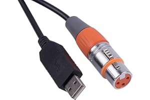 USANGREEN Câble de contrôle USB vers DMX RS485 adaptateur convertisseur série FTDI XLR 3 broches câble de dispositif d'éclairage de scène (1,8 m, boîtier noir USB)