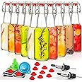 Jucoan 10 Pack 250ml/8oz Clear Swing Top Glass Bottles, Glass Beer Bottles with Flip Top Stopper Airtight Lid for Brewing Kombucha, Juices, Wine, Beverage, Soda, Oil, Vinegar