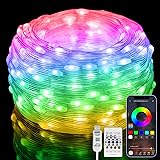 Electight 10M Luci di Natale LED con Telecomando, RGBIC Smart Luci Colorate LED, IP65 Impermeabile, Controllo Tramite App Blu