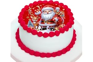 Kardasis Decorazione commestibile di Natale in cialda di zucchero | Cialda per torte e dolci natalizi | Decorazione per torta con motivi festivi | Ø 20 cm rotonda
