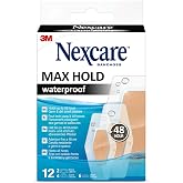 Nexcare Max Hold Waterproof Dressings - Assorted Sizes, 12 Units Per Pack - Breathable and Waterproof for Minor Wounds and Sc