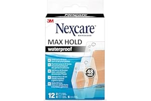 Nexcare Max Hold wodoodporne plastry, różne rozmiary, 12 sztuk, oddychające i wodoodporne na drobne rany, zadrapania, bandaże do aptek pierwszej pomocy