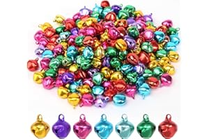 HFDONGL Glöckchen 200 Stück Glöckchen zum Basteln Kleine Metallglöckchen mit Öse Glöckchen Schellen Glocke für Weihnachtsdekoration DIY Handwerk Haustier Schmuckherstellung (12 mm, Farbig)