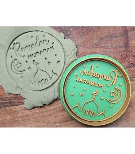 Aurasky Lot 8 Emporte-Pièces Eid Mubarak 3D – Moules Ramadan Mosquée, Lune, Étoile, Lampe – Idéal Pour Biscuits, Fondant, Pâtisserie Aïd