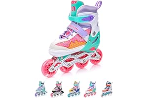Patins à roulettes pour Enfants 4 en 1 réglables 25-37 – Rollers, quads et Glace – Coque Haute Stable, Roues PU, ABEC-7 – par Meteor