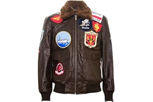 INFINITY LEATHER Męska kurtka bomberka Air Force A2, skórzana kurtka bomberka z owczej skóry i naszywkami