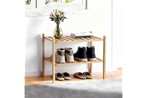 Akloya Litet skoställ, mångsidig skoorganisatörsställ, små bambulyllor för skor, växter, böcker, vardagsrum, hall sovrum, badrum