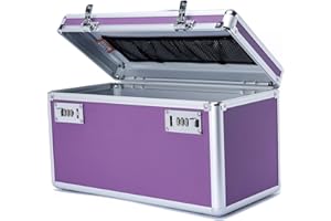 HEWEI WORKS Caja de Medicamentos, 36.1x18.3x20.8cm, Medicinas y seguridad en el hogar, Caja multiusos equipada con cerraduras, Incluye caja de pastillero portátil de bolsillo (púrpura/grande)